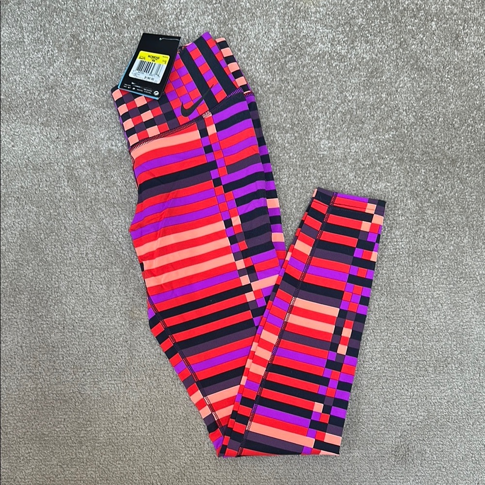 Colorful Striped Nike Leggings, S, New